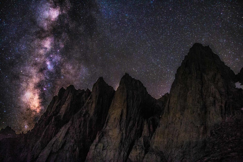 Milky way rising over Mt. Whitney, in the Californian High Sierra.