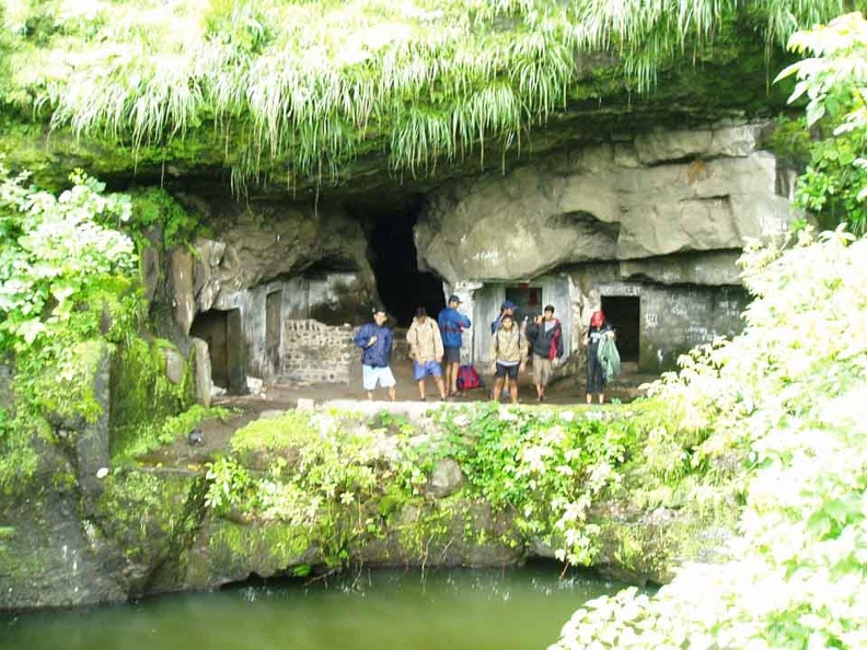 Gang on Tikona cave with water tank